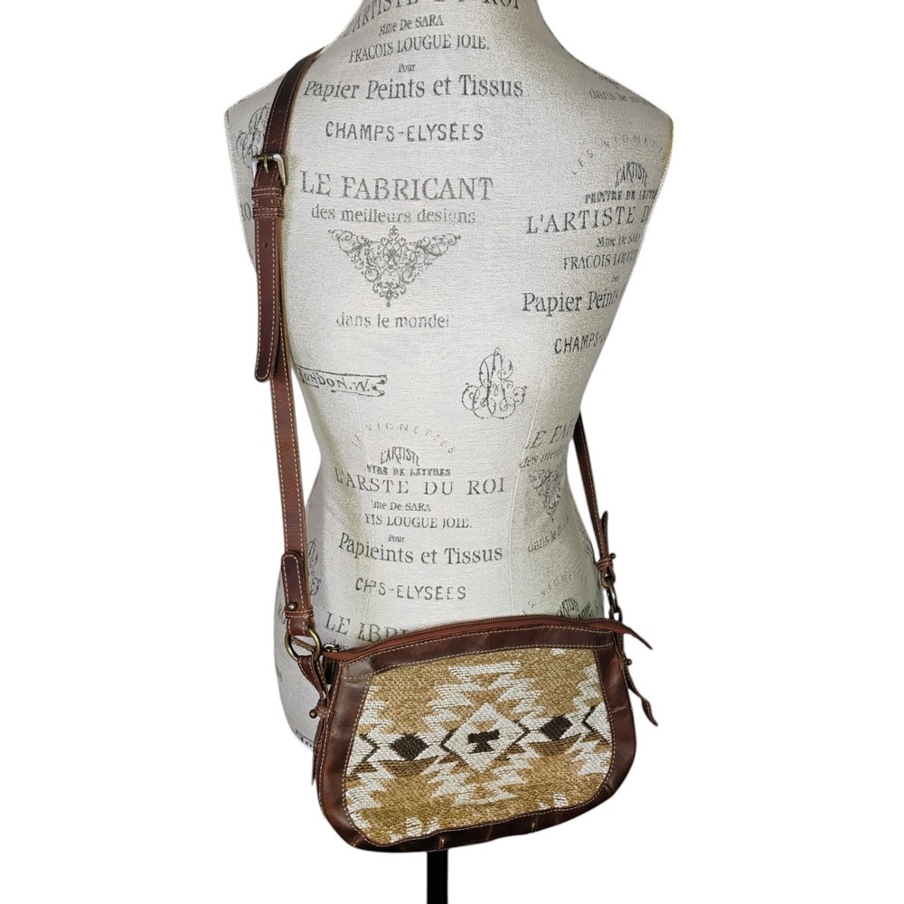 United Suspl Leather Crossbody Purse Brown Southwestern Aztec Cowgirl Rodeo